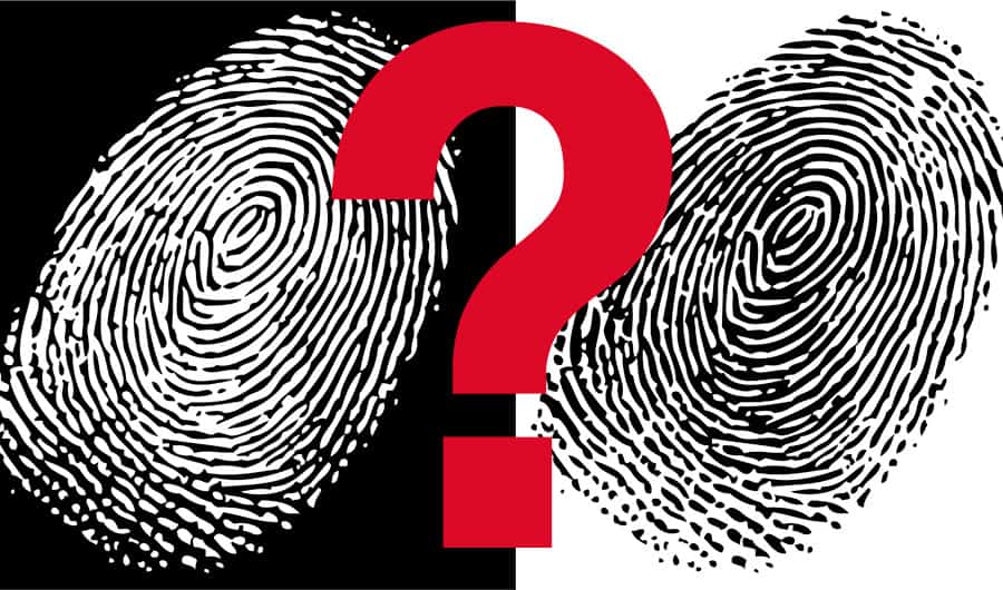 fingerprints with question mark