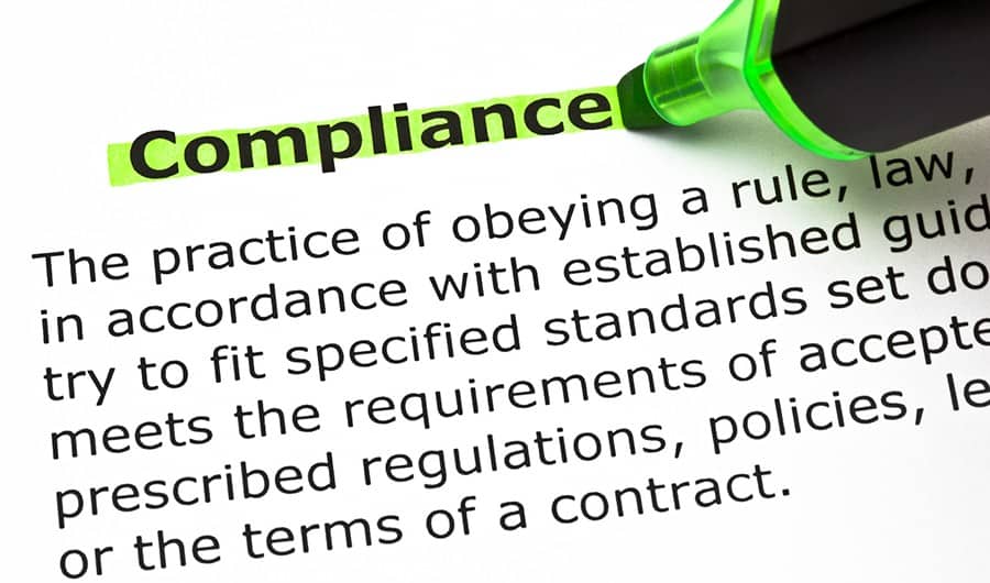 Compliance Definition Compliance definition with green felt tip pen