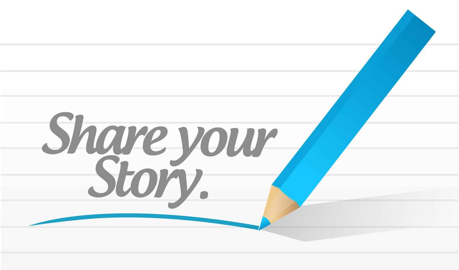share your story message illustration design pencil