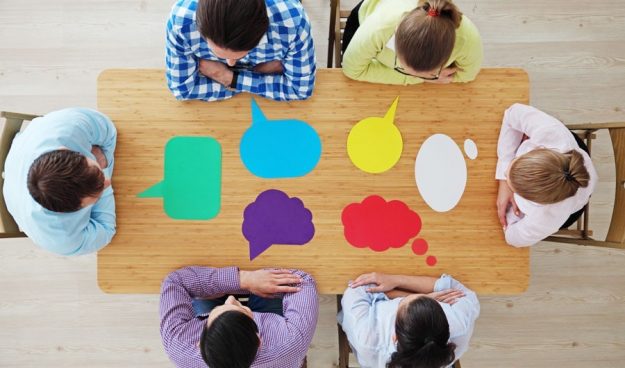 meetings with people around table