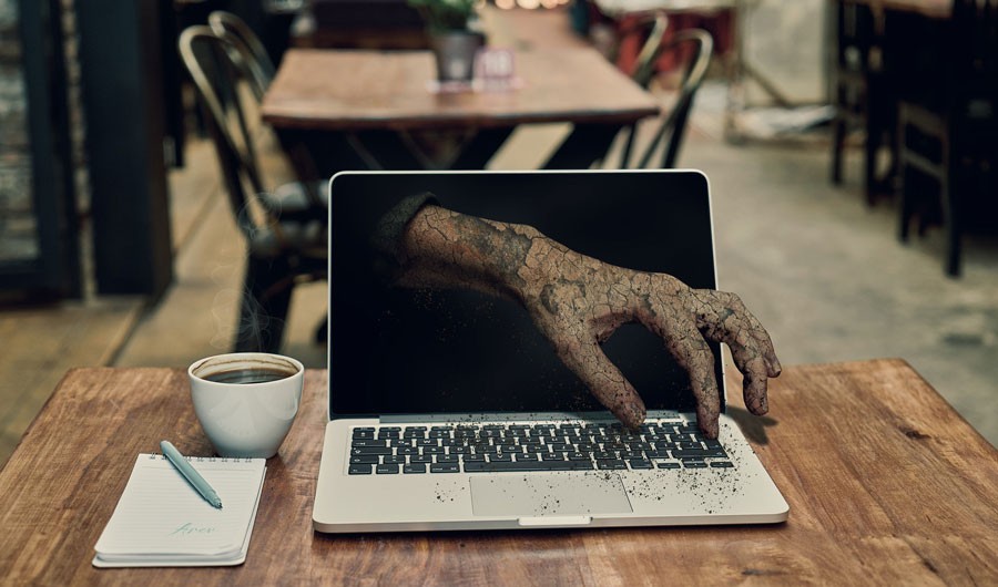 workplace zombie and computer